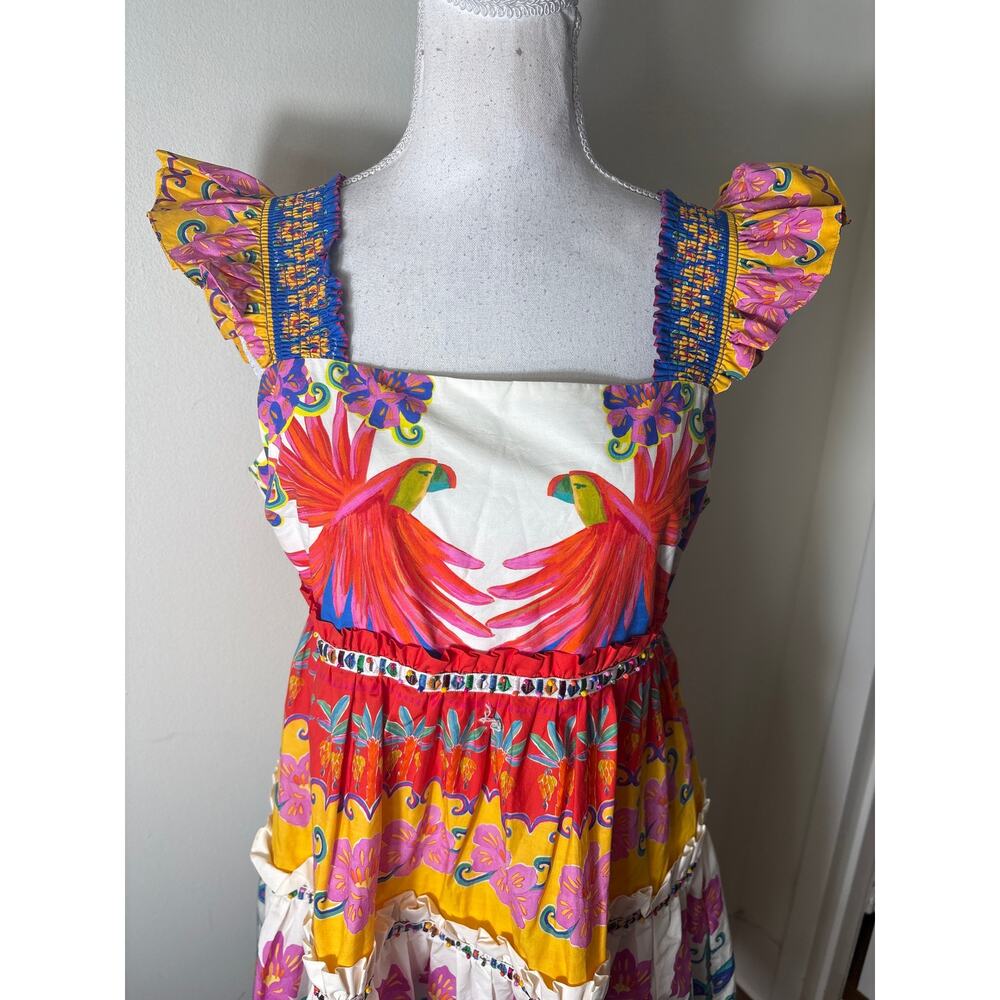 Farm Rio Multicolor Tropical Cotton Sleeveless Mini Dress Sz M - Picture 2 of 5